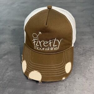Firefly Moonshine Snapback Hat Brown White Mesh Trucker Thrashed Distressed‎ Cap